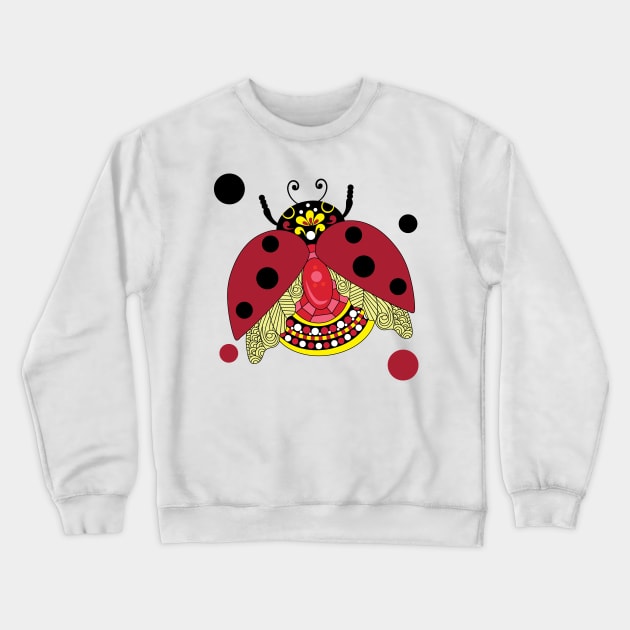 Lucky Ladybug Gemstone Crewneck Sweatshirt by HotPinkStudio.Me